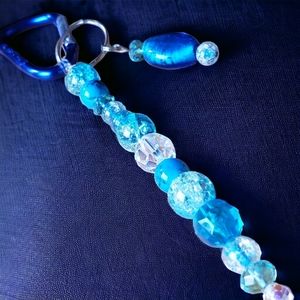 Lovely Blue Beaded Hand Crafted Keychain